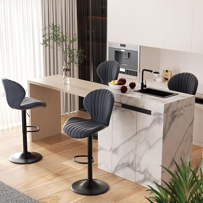 Set de 2 taburetes de bar modernos giratorios, con respaldo alto, montaje fácil en 3–5 minutos para barra, cocina y comedor, color beige