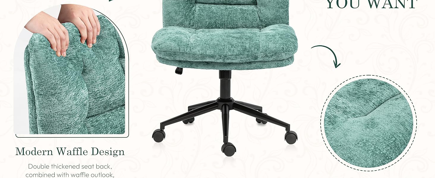 [DealsForYouDays] Extra Large Criss Cross Chair, Oversized Chair with Wheels, Dual-Layer Thickened Cushion, Premium Fabric Morden Home Vanity Chair Wide Seat,dorm essentials,home decor