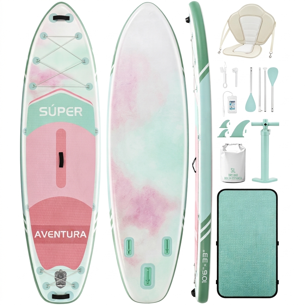 Tabla de paddle surf con todo el equipo incluido, tabla inflable para principiantes y familias, 323 x 83 x 15 cm, tabla SUP estable, capacidad de carga hasta 200 kg, cubierta de EVA antideslizante para adultos