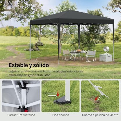Carpa plegable instantánea de 3x3 m, impermeable, con protección UPF 50+, con 3 alturas ajustables, resistente al viento, portátil, ideal para camping, playa y picnic.