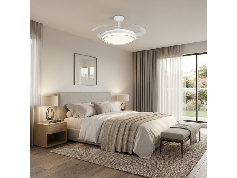 PACK 2 UNIDADES-Ventilador de techo LED con luces (conjunto de dos piezas), 107 cm de diámetro (con las aspas extendidas), luz LED de 60 vatios, motor de 30 vatios, incluye control remoto; admite modos duales de invierno y verano, temporizador, modo brisa