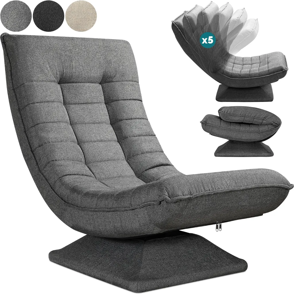 Silla lunar con función de giro de 360° y ajuste de 5 posiciones, silla plegable que ahorra espacio para salones pequeños & entrenamiento del core de 360° para veladas acogedoras & días fríos