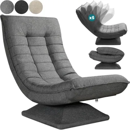 Silla lunar con función de giro de 360° y ajuste de 5 posiciones, silla plegable que ahorra espacio para salones pequeños & entrenamiento del core de 360° para veladas acogedoras & días fríos