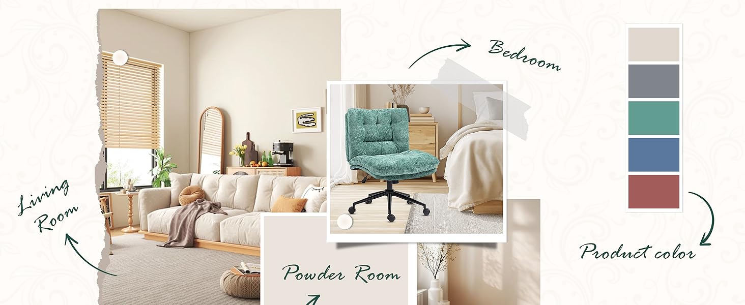 [DealsForYouDays] Extra Large Criss Cross Chair, Oversized Chair with Wheels, Dual-Layer Thickened Cushion, Premium Fabric Morden Home Vanity Chair Wide Seat,dorm essentials,home decor