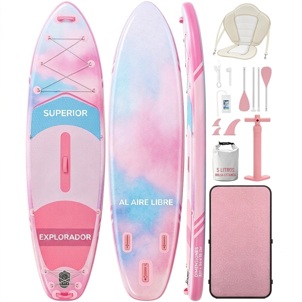 Tabla de paddle surf con todo el equipo incluido, tabla inflable para principiantes y familias, 323 x 83 x 15 cm, tabla SUP estable, capacidad de carga hasta 200 kg, cubierta de EVA antideslizante para adultos