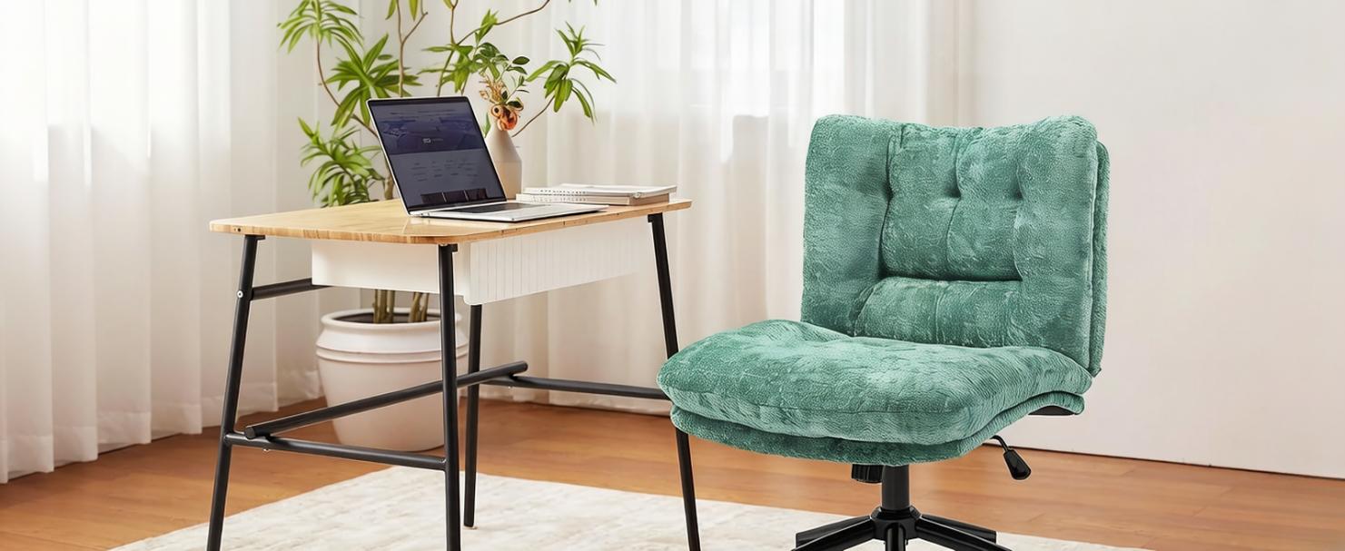 [DealsForYouDays] Extra Large Criss Cross Chair, Oversized Chair with Wheels, Dual-Layer Thickened Cushion, Premium Fabric Morden Home Vanity Chair Wide Seat,dorm essentials,home decor
