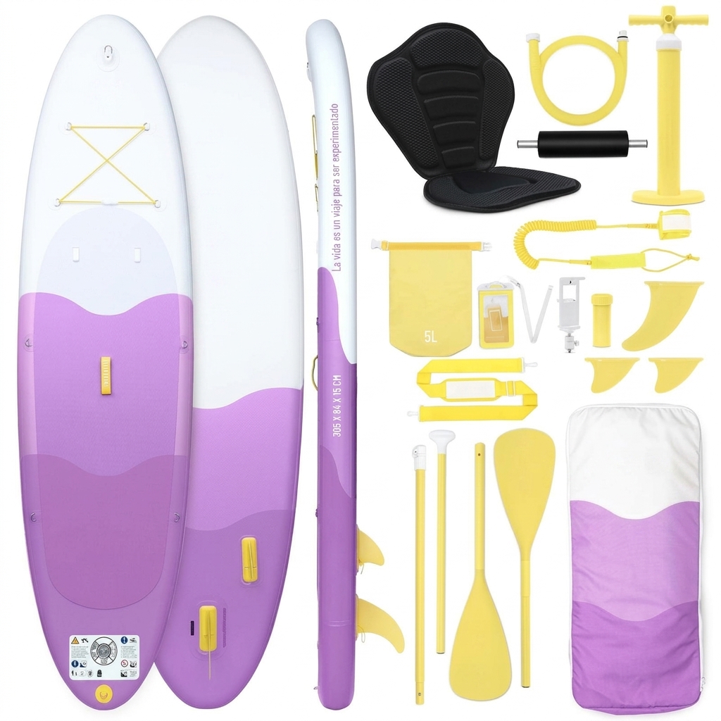 Batido de uva-Esta tabla de paddle surf incluye todo el equipamiento, tiene un diseño hinchable y es apta para principiantes y familias: una tabla de paddle surf con accesorios de primera calidad.