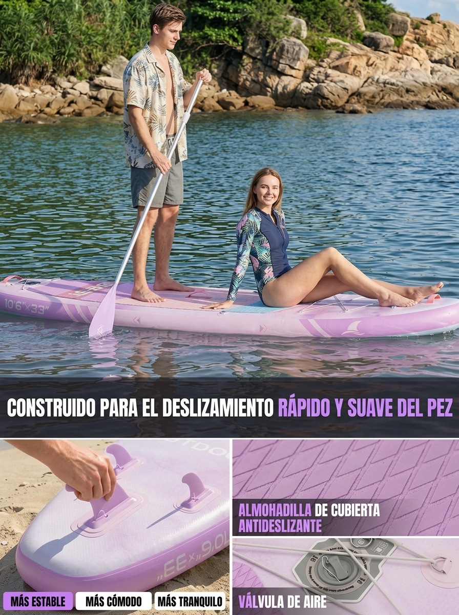Tabla de paddle surf con todo el equipo incluido, tabla inflable para principiantes y familias, 323 x 83 x 15 cm, tabla SUP estable, capacidad de carga hasta 200 kg, cubierta de EVA antideslizante para adultos