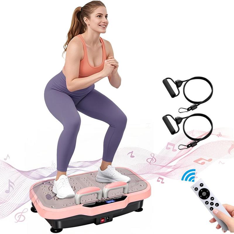 Plataforma de vibración para entrenamiento, regalo de Navidad, dispositivo de ejercicio de cuerpo completo con 120 niveles y bandas de resistencia, c/mando, para el hogar y el estudio