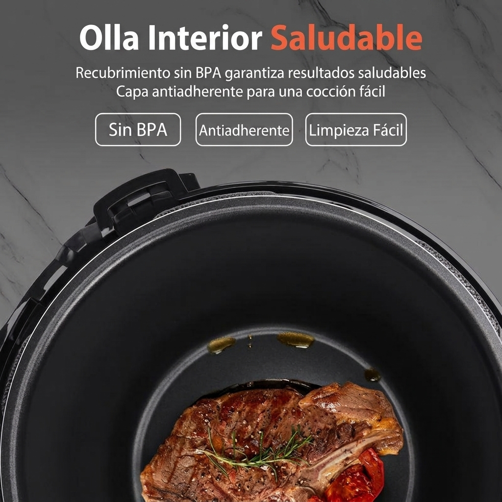 Olla Eléctrica a Presión 6L, Multifunción 14en1, Rápida, Programable con Panel LED, para 12 Personas | Regalo Ideal