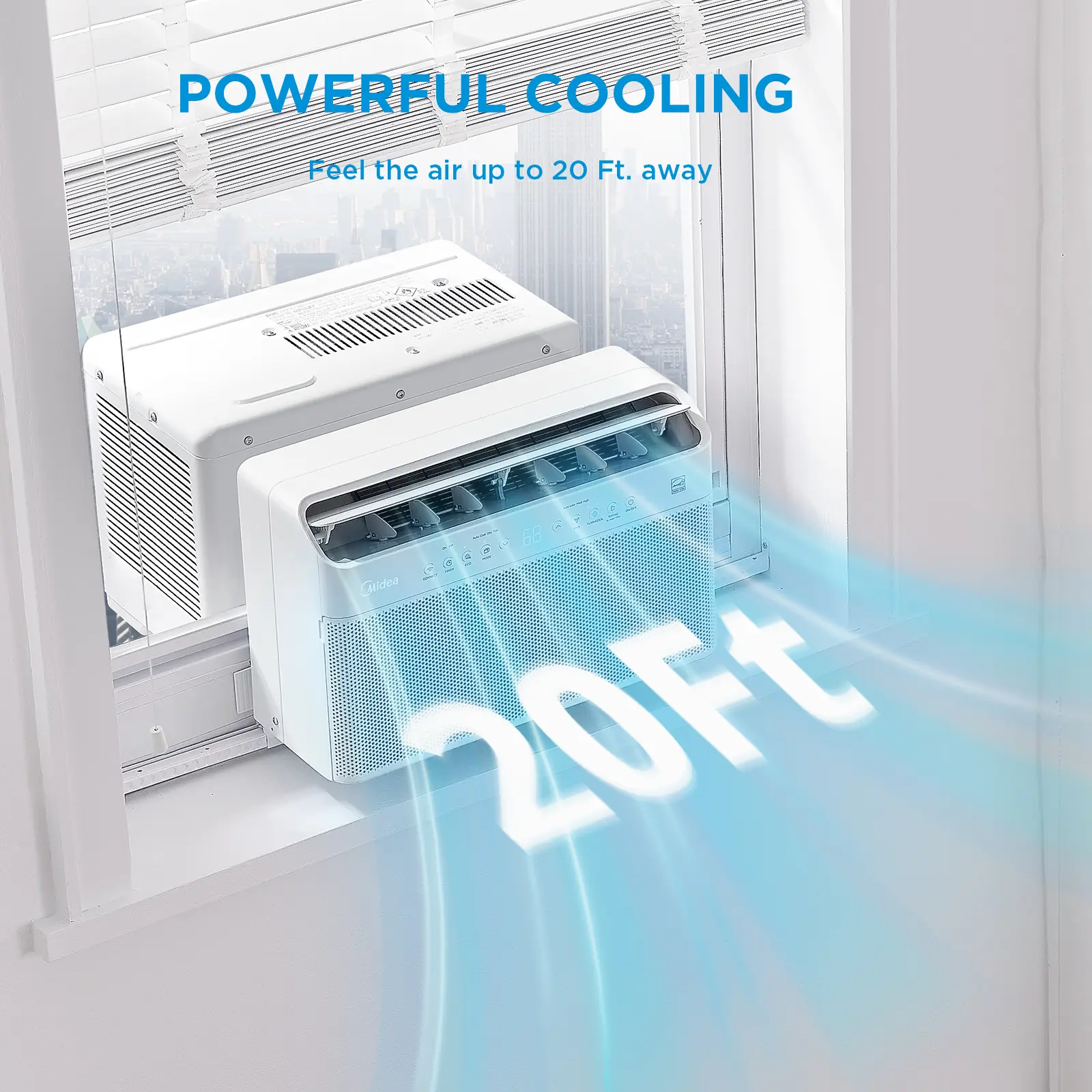 Midea 6K/8K/10K/12K BTU U Shaped Smart Inverter New Window Air Conditioner,  2026 version AC, Cools up to 450 Sq.Ft.,Ultra Quiet with Open Window Flexibility, Works with Alexa/Google Assistant, 35% Energy Savings, Remote Control
