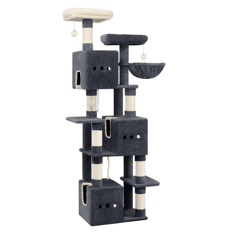 i árbol para rascar de 193 cm, grande, árbol para gatos XXL, torre para gatos para gato Maine y grandes gatos, árbol para rascar de 7 niveles, árbol para gatos con 3 cavidades, 6 árboles para rascar