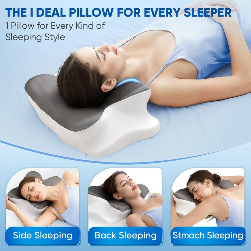 Almohada cervical con forma de mariposa y bolsa de almacenamiento; almohada de espuma viscoelástica con funda de seda lavable. Un regalo perfecto para cumpleaños, San Valentín y Navidad. Apta para quienes duermen de lado, boca arriba o boca abajo. Ideal p
