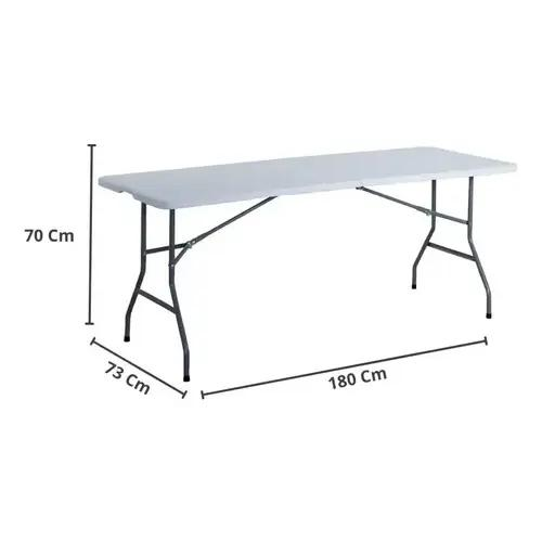 Mesa plegable de plástico blanco resistente de 180 cm