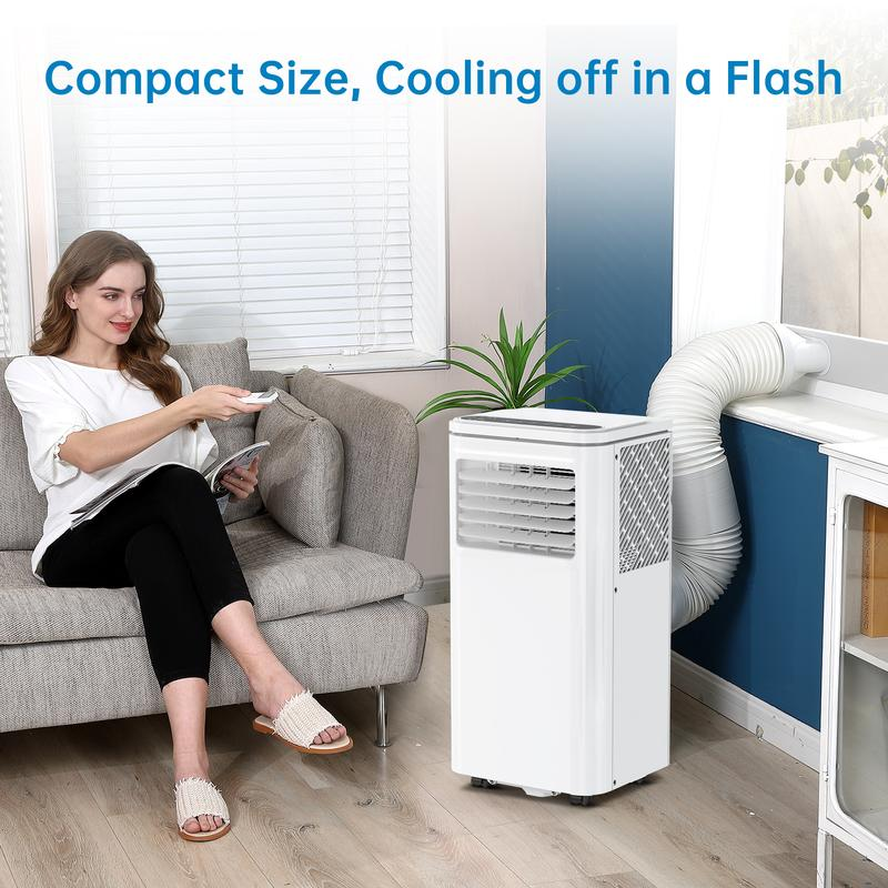 Aire acondicionado portátil de 14K/8K BTU, de enfriamiento rápido y silencioso, unidad de aire acondicionado 4 en 1 con deshumidificador y ventilador, pantalla LED/LCD, control remoto, temporizador de 24 horas, oscilación en 4 direcciones, ruedas de 3