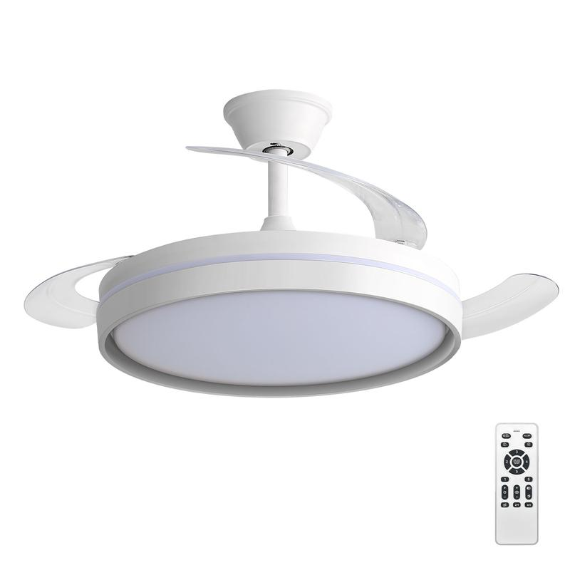 Ventilador de Techo con Luz LED y Aspas Plegables - Silencioso, Inteligente y Multifunción