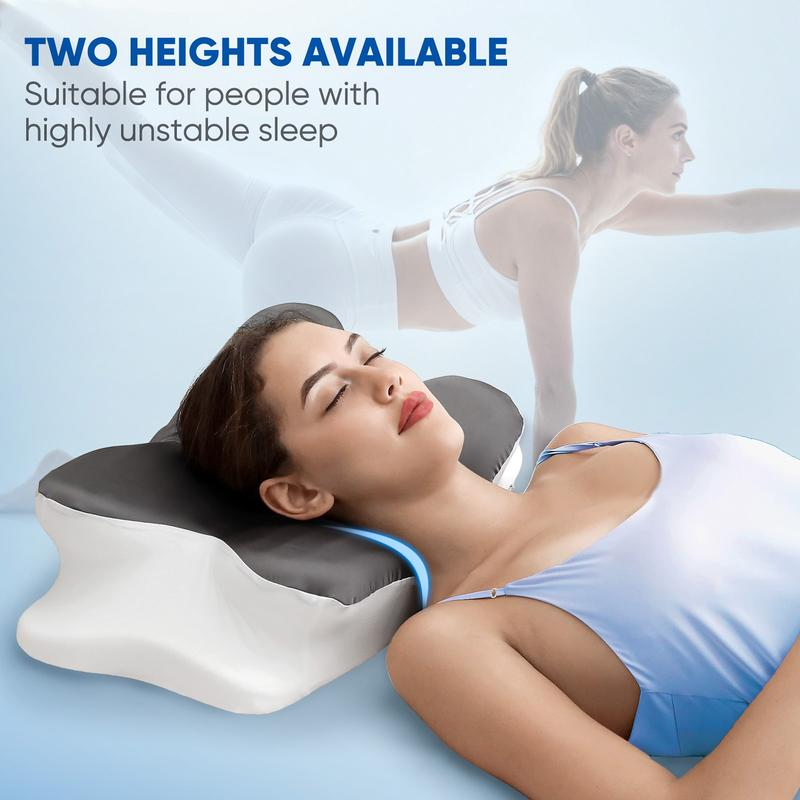 Almohada cervical con forma de mariposa y bolsa de almacenamiento; almohada de espuma viscoelástica con funda de seda lavable. Un regalo perfecto para cumpleaños, San Valentín y Navidad. Apta para quienes duermen de lado, boca arriba o boca abajo. Ideal p