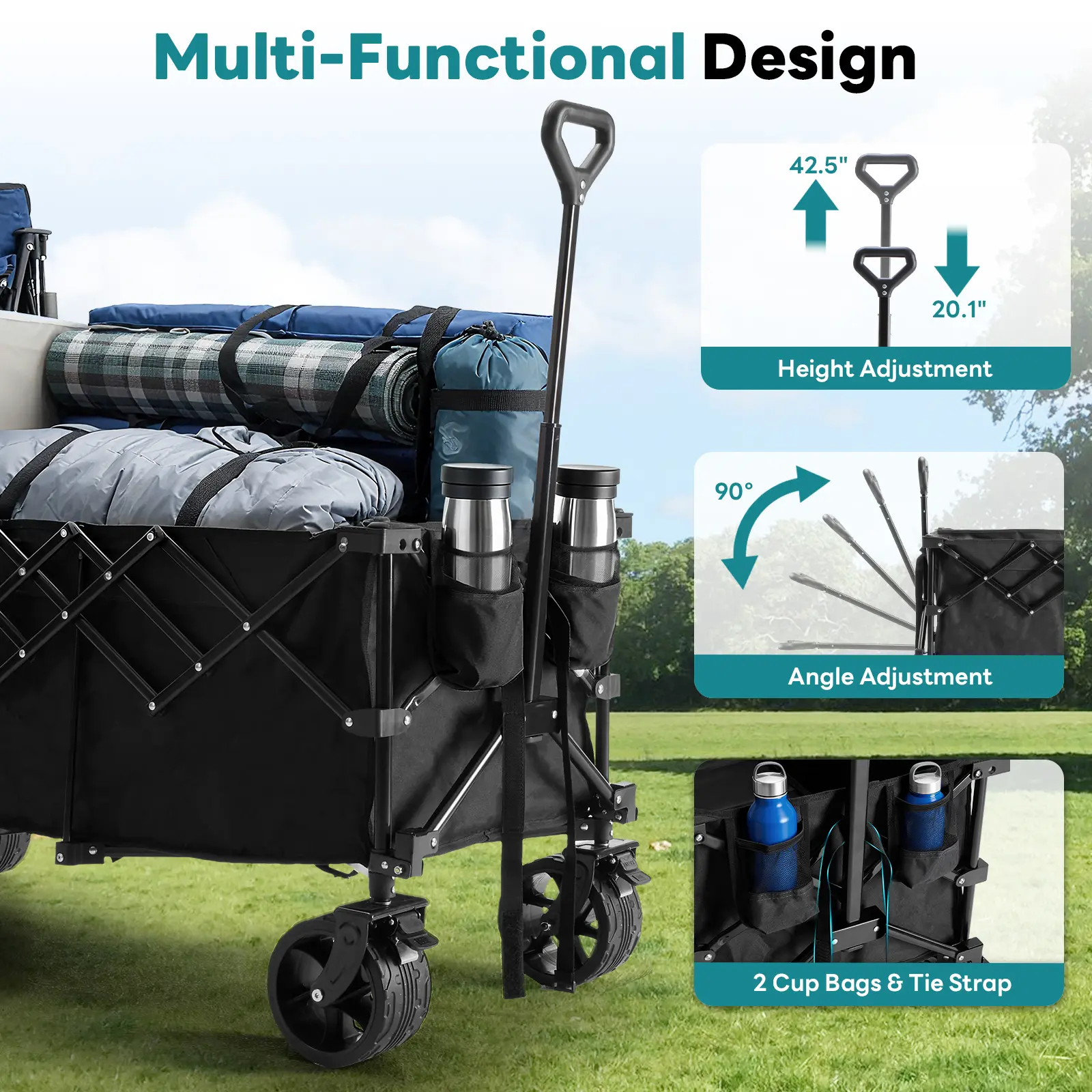 🎁 Reciclaje de líquidos con carrito 💨 Carrito plegable extralargo de alta resistencia (capacidad de carga de 200 kg), remolque portátil multifuncional con ruedas