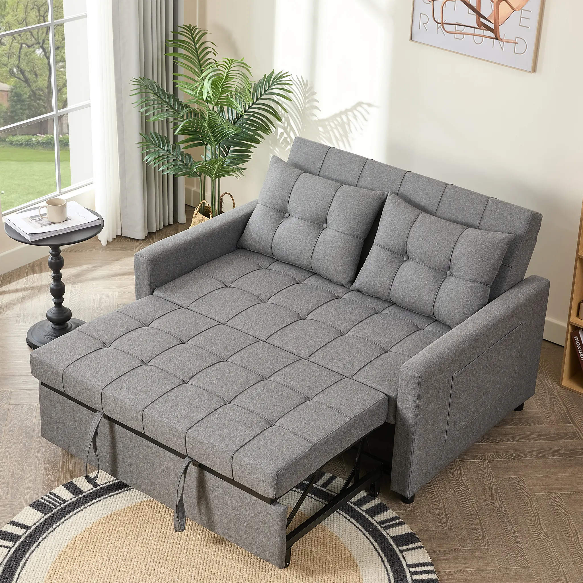 Sofá cama GOSUHI de 52" con cama extraíble - Beige