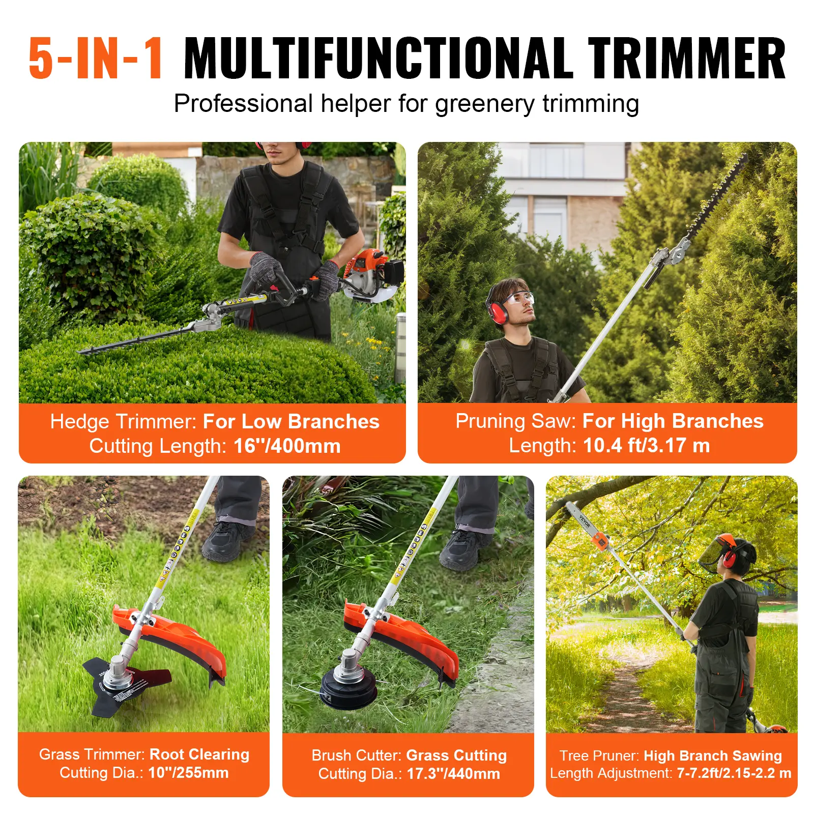 VEVOR Multi-Functional Gas Hedge Trimmer & Lawn Tools