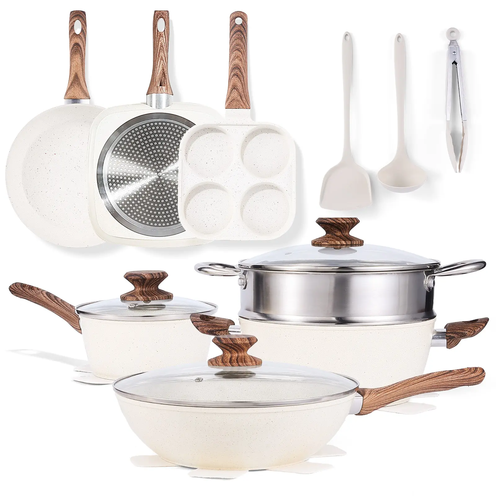 Juego de utensilios de cocina de cerámica antiadherente de 25 piezas