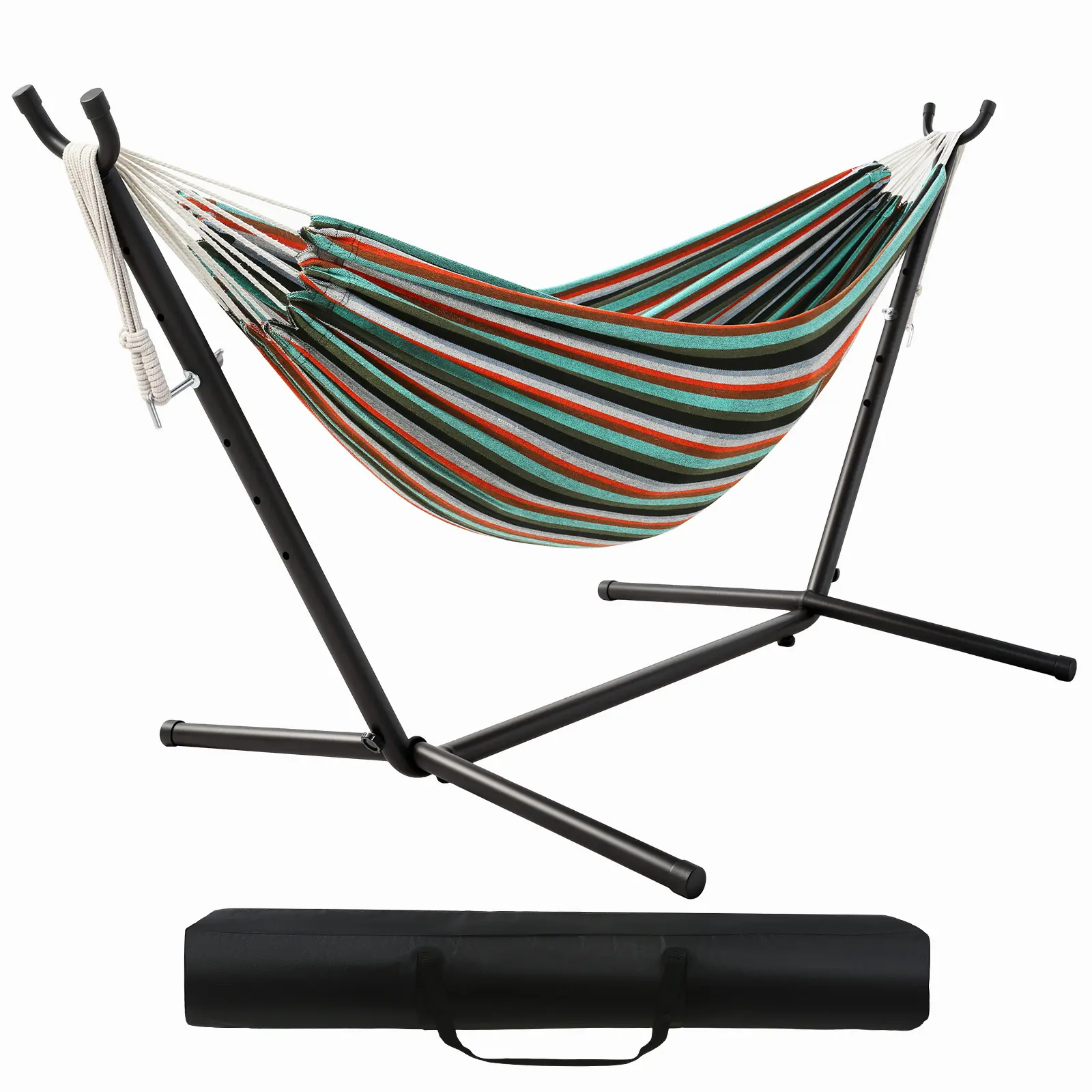 Premium Brazilian Style Hammock with Steel Stand and Carry Bag