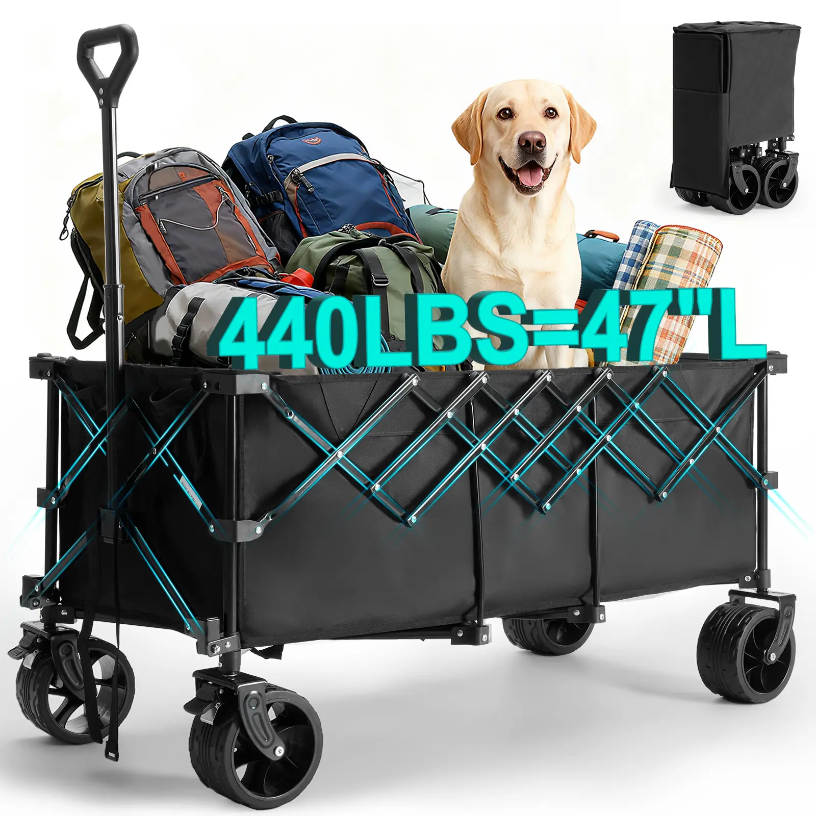 🎁 Reciclaje de líquidos con carrito 💨 Carrito plegable extralargo de alta resistencia (capacidad de carga de 200 kg), remolque portátil multifuncional con ruedas