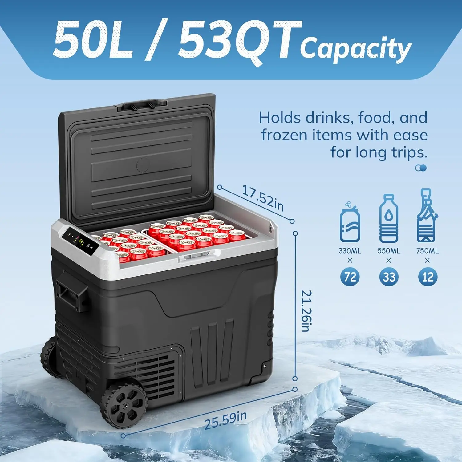 Refrigerador portátil de 12 V - Refrigeración de doble zona de 35 L