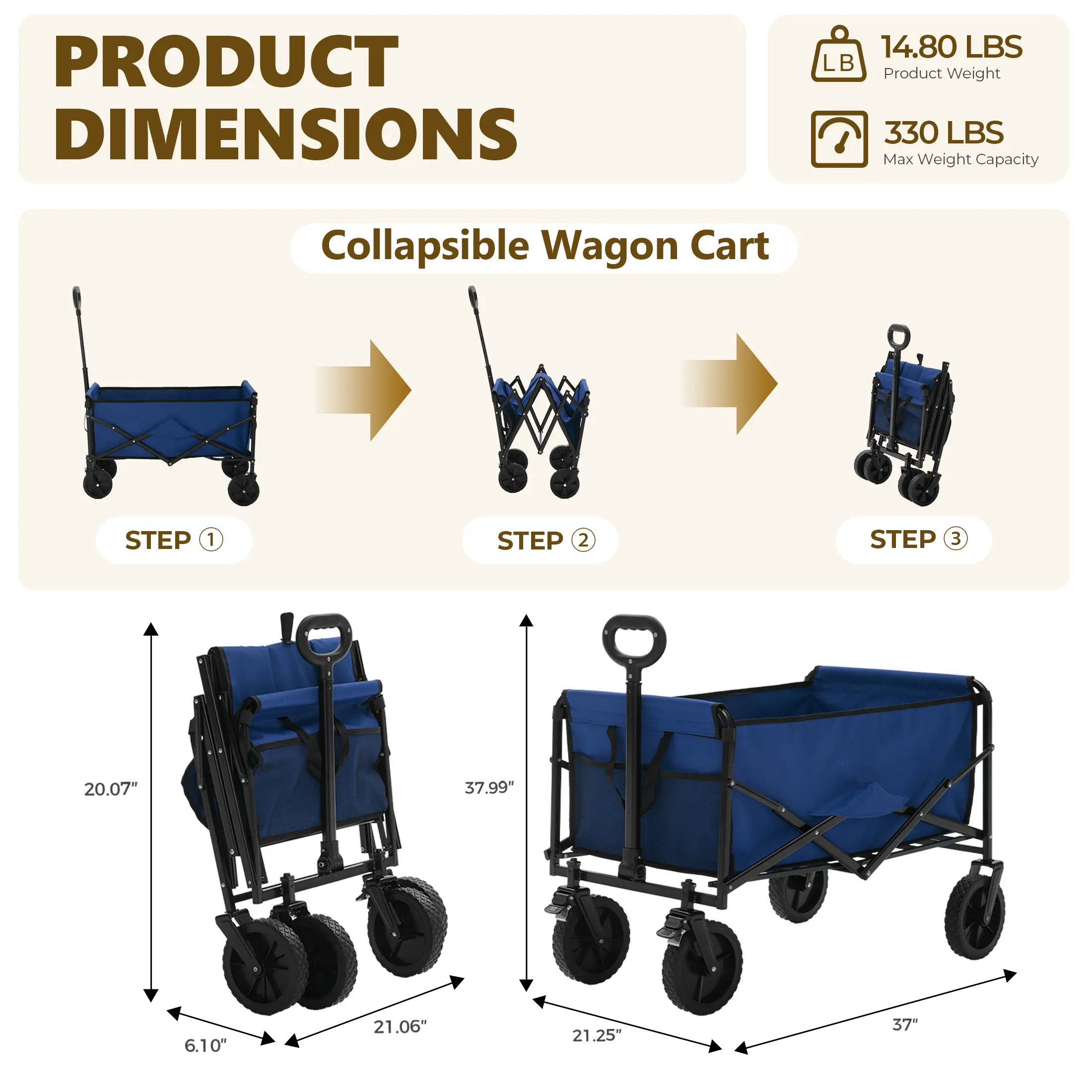 🎁 Reciclaje de líquidos con carrito 💨 Carrito plegable extralargo de alta resistencia (capacidad de carga de 200 kg), remolque portátil multifuncional con ruedas