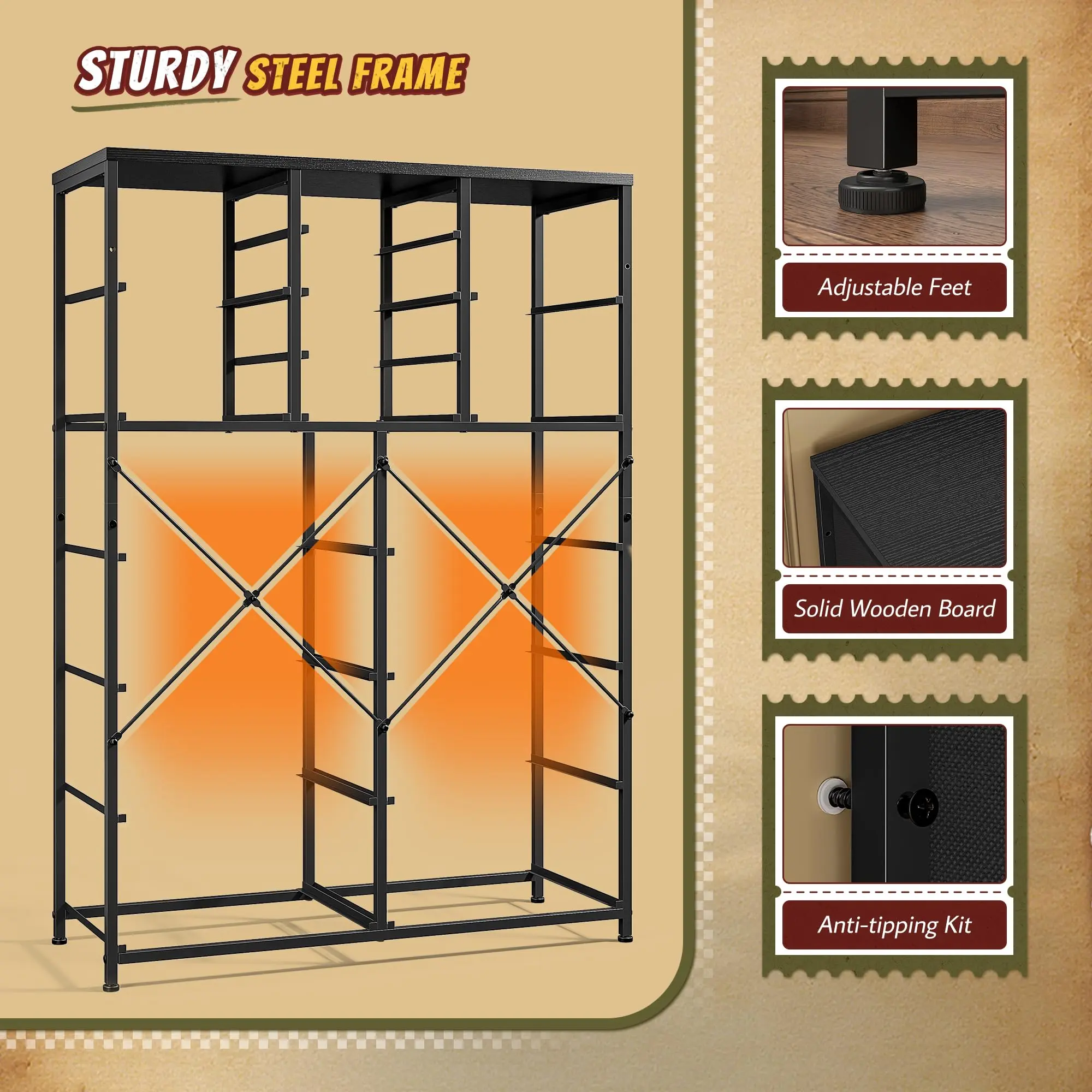 Tall Dresser with 16 Fabric Drawers - Modern Storage
