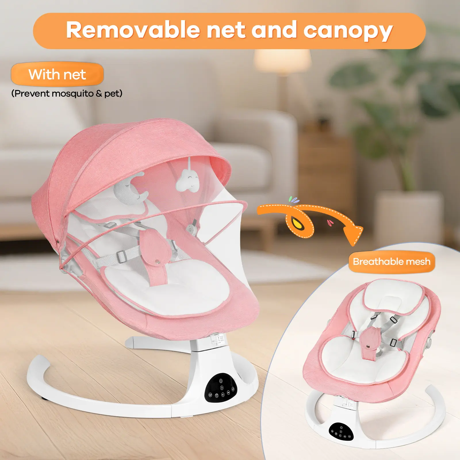 🎁 Rebajas de liquidación 💨 Silla de mecer eléctrica para bebés, con 5 velocidades de balanceo y 10 canciones de cuna, compatible con reproducción de música por Bluetooth y control remoto, y respaldo de ángulo ajustable