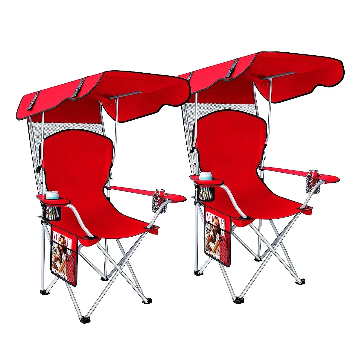 🎁 Oferta por tiempo limitado 💨 Silla de camping espaciosa y recientemente mejorada (con parasol plegable) que incluye portavasos dobles y una bolsa de almacenamiento.