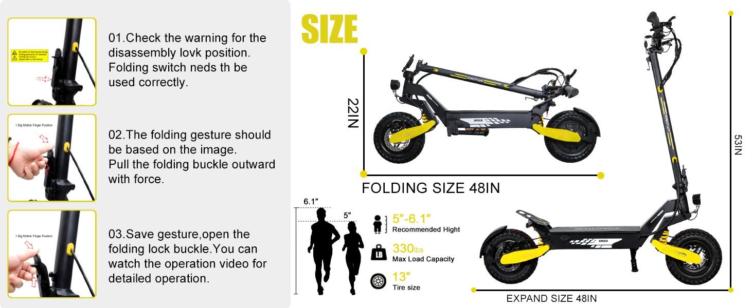 EOEOTWO All Terrain Electric Scooter,1200W Violent Motor,30MPH Fast 20/40Miles Range,3 Seconds Folding,330LBs Load Capacity,Dual Shock Absorption,Foldable Off-Road E-Scooter