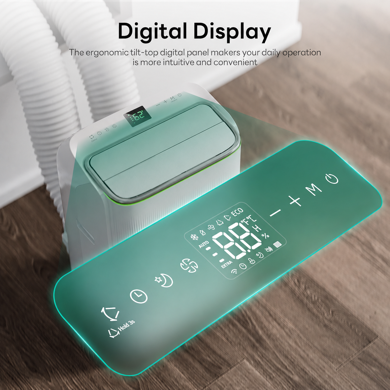🔥Liquidación🔥 Aire acondicionado portátil de doble manguera y 14.000 BTU – Refrigeración inteligente con tecnología Inverter para habitaciones de hasta 500 pies cuadrados.