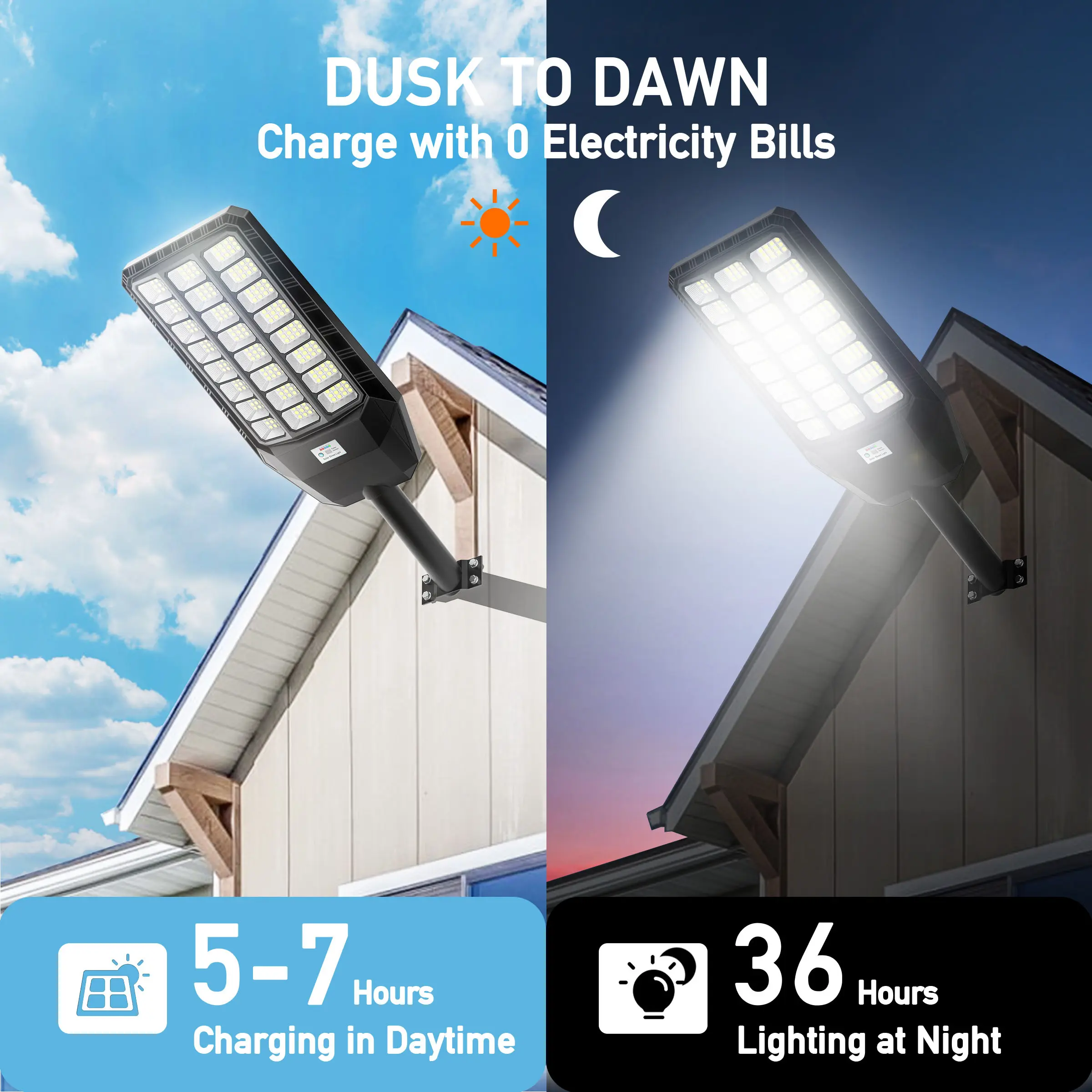 Farolas solares para exteriores: con función de iluminación automática «del atardecer al amanecer», temperatura de color de 6500 K y grado de protección IP66