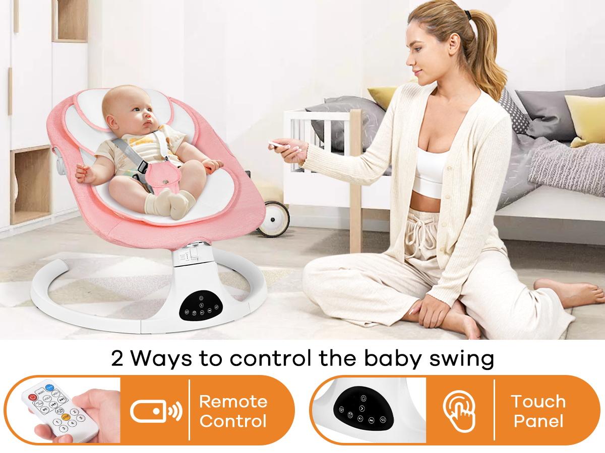 Baby Electric Bouncer for Infants,Baby Swing,5 Speeds and 10 Lullabies,Bluetooth Music,Remote Control,Adjustable Backrest,Indoor Use