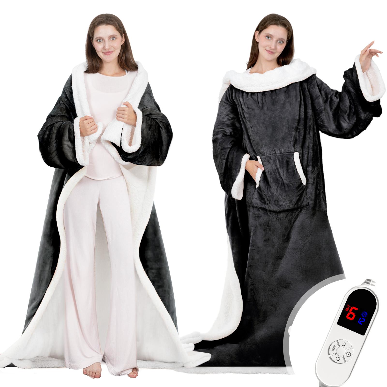 VUSIGN Wearable Heated Blanket, 52&rdquo;&times;72&rdquo; Full body electric heated robe, Electric Blanket with Foot Pocket & Sleeves - 6 Heat Levels, 12-Hour Timer Auto Off, Machine Washable, Gift for Winter, Women, Mom, Christmas Gift
