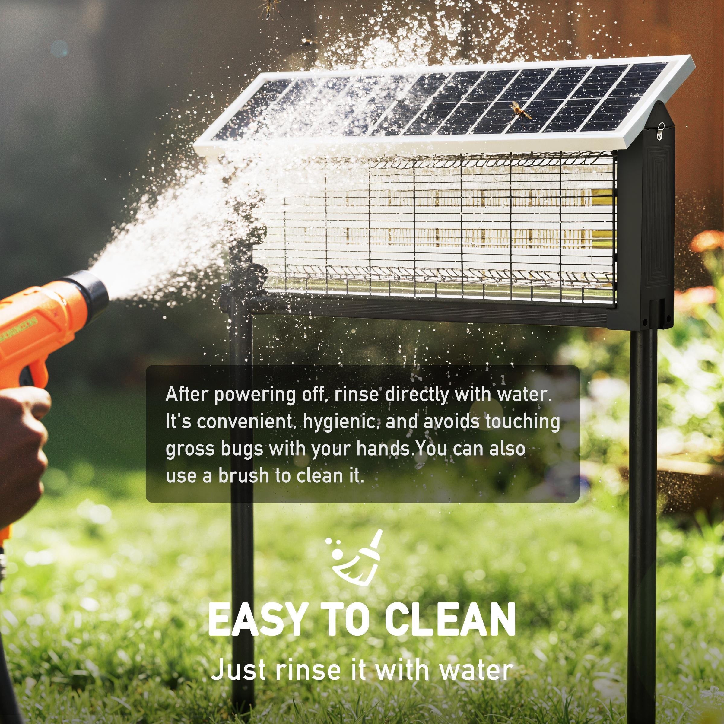 HYKOONT Solar LED Outdoor Insect Zapper - 3500V Triple Tube, Dusk-to-Dawn UV-C, Mosquito Trap Killer, LED Mosquito Trap, Home Pest Control, Flying Insect Control for Summer Gardens