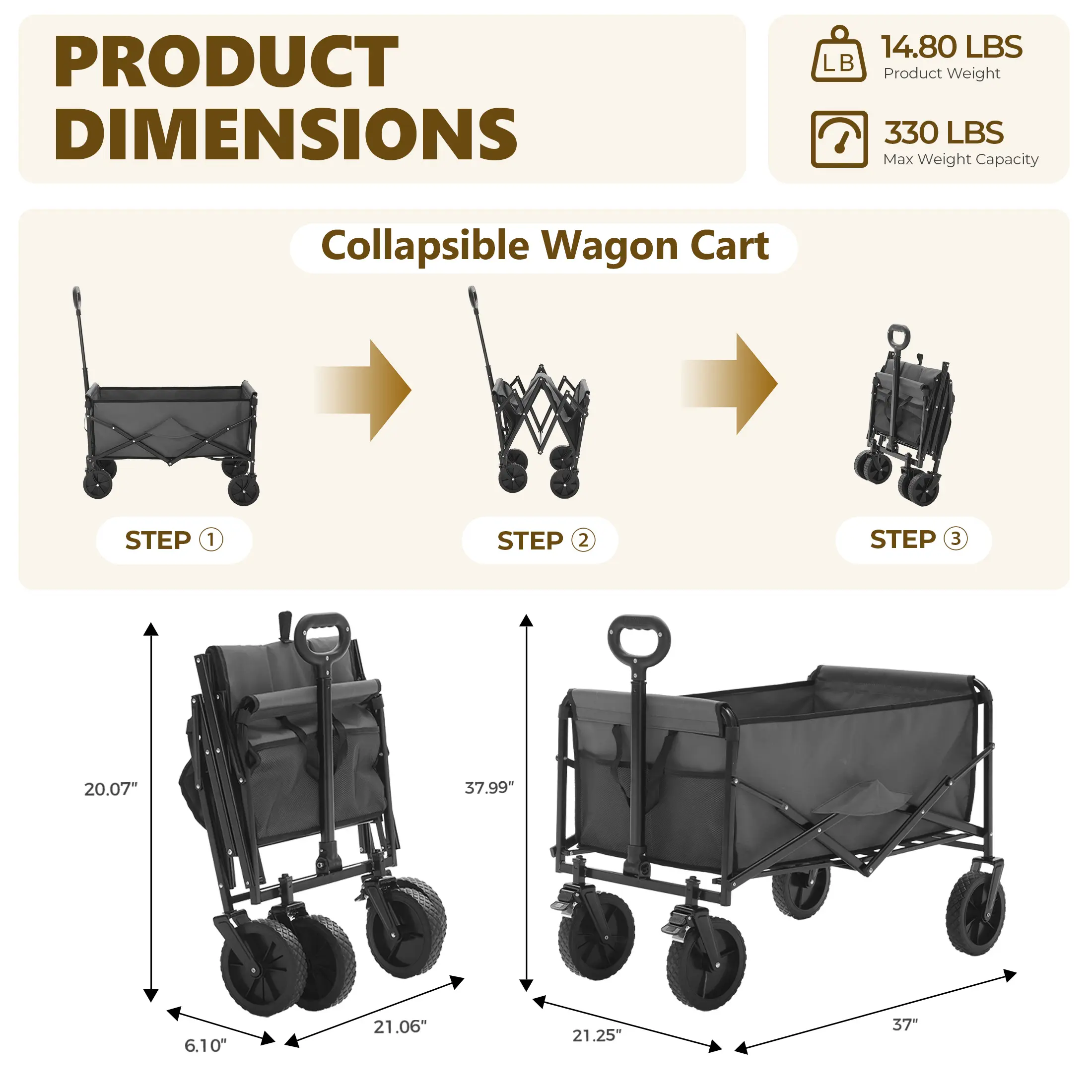 🎁 Reciclaje de líquidos con carrito 💨 Carrito plegable extralargo de alta resistencia (capacidad de carga de 200 kg), remolque portátil multifuncional con ruedas