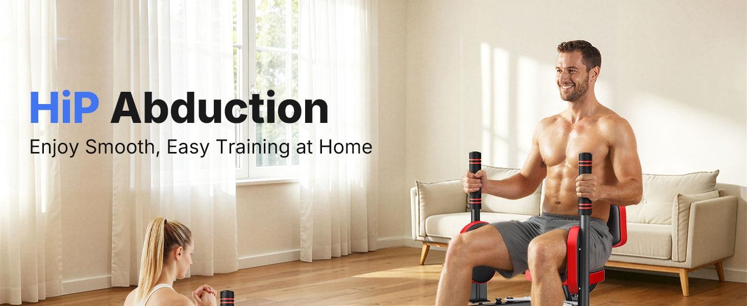 Merach Hip Abductor Machine for Home Gym, Upper Back Exerciser, Adjustable Glute Trainer, Thigh Workout Equipment for Hip Sculpting & Butt Lifting Summervibes