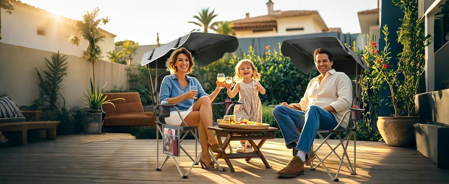 【SummerVibes】New Upgrade Wide lawn chair, Uhair camping chair with foldable sunshade, suitable for beach camping, foldable outdoor fishing/sports | Comes with two cup holders and storage bag,home decor,camping essentials