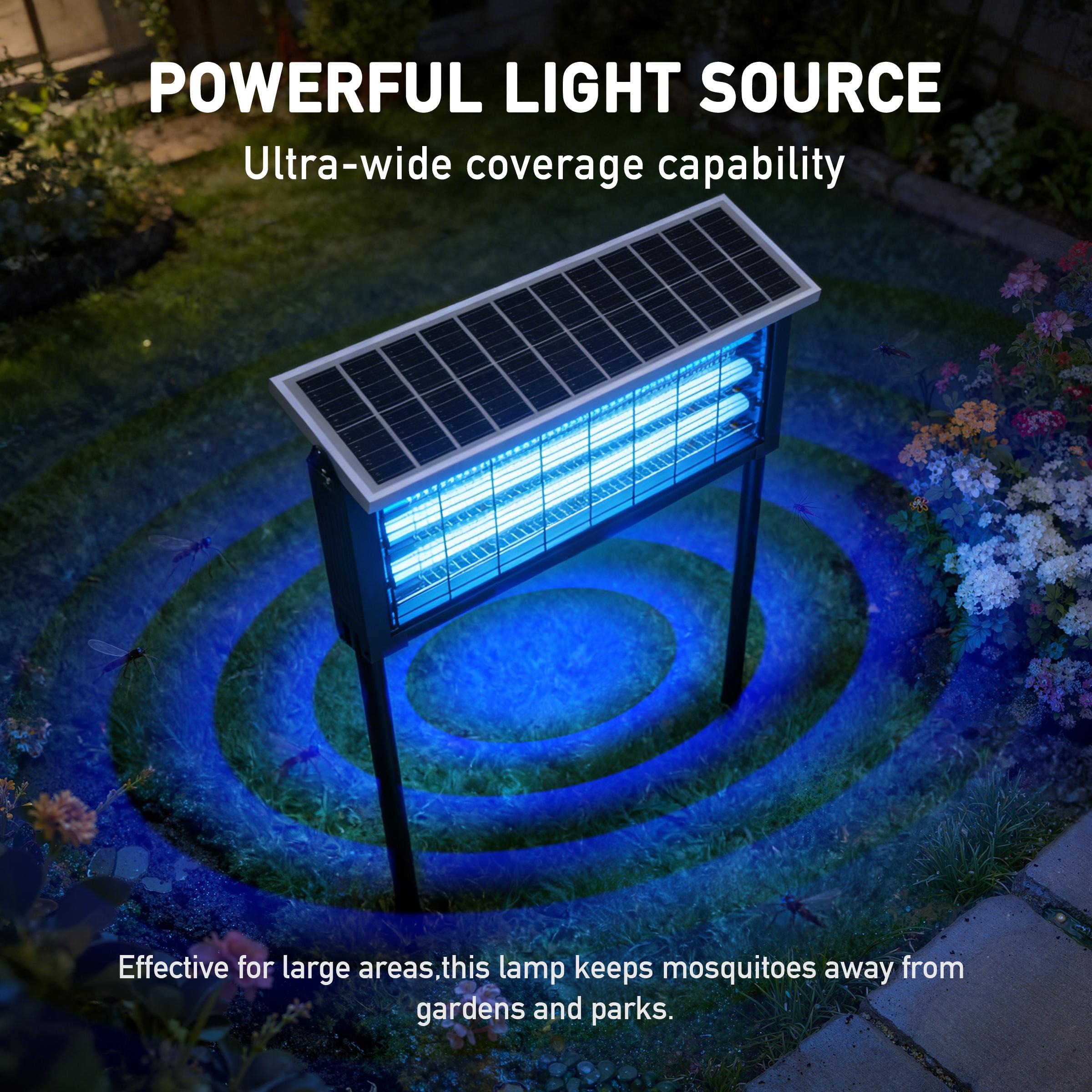 HYKOONT Solar LED Outdoor Insect Zapper - 3500V Triple Tube, Dusk-to-Dawn UV-C, Mosquito Trap Killer, LED Mosquito Trap, Home Pest Control, Flying Insect Control for Summer Gardens