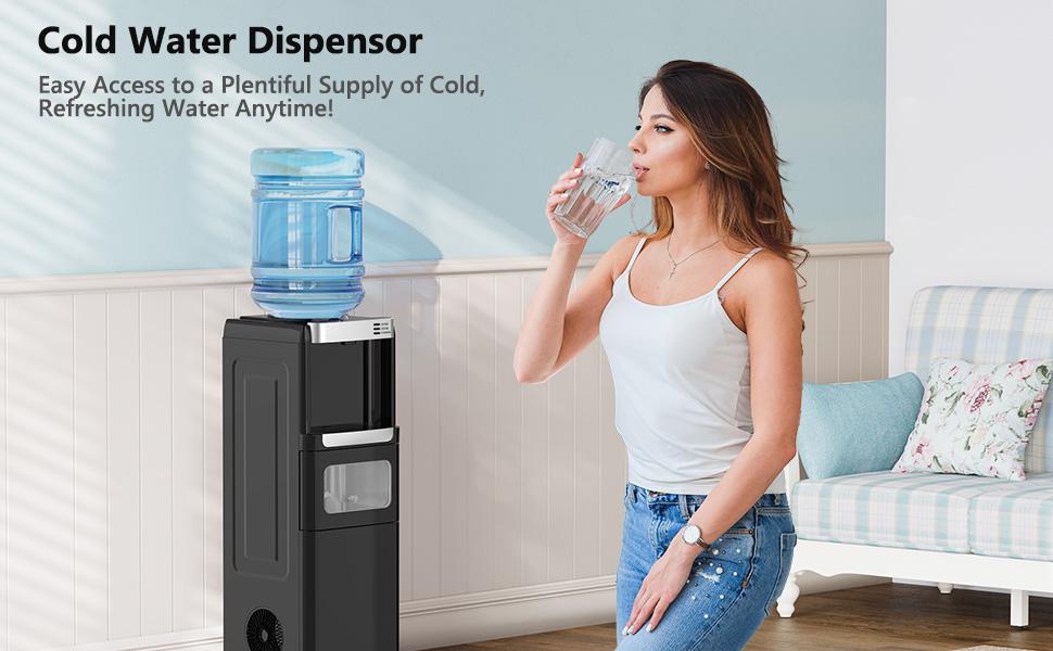 COWSAR Water Dispenser with Ice Maker Function, Top Loading Hot and Cold Water Cooler for 5 Gallon Bottle - Includes Child Safety Lock - Water Machine for Home, Office, Garage - Black COWSAR Water Dispenser with Ice Maker Function, Top Loading Hot and Cold Water Cooler for 5 Gallon Bottle - Includes Child Safety Lock - Water Machine for Home, Office, Garage - Black