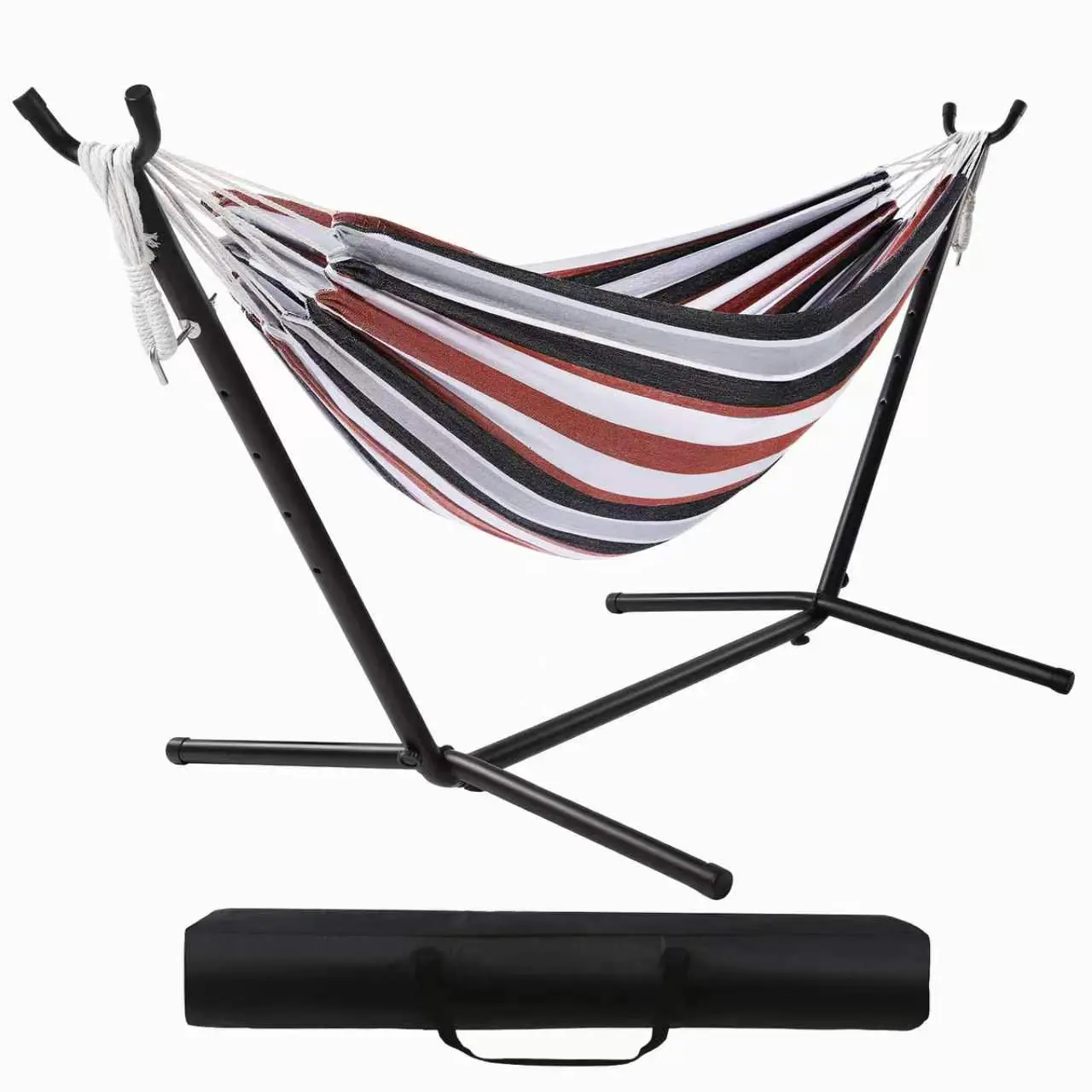 Premium Brazilian Style Hammock with Steel Stand and Carry Bag