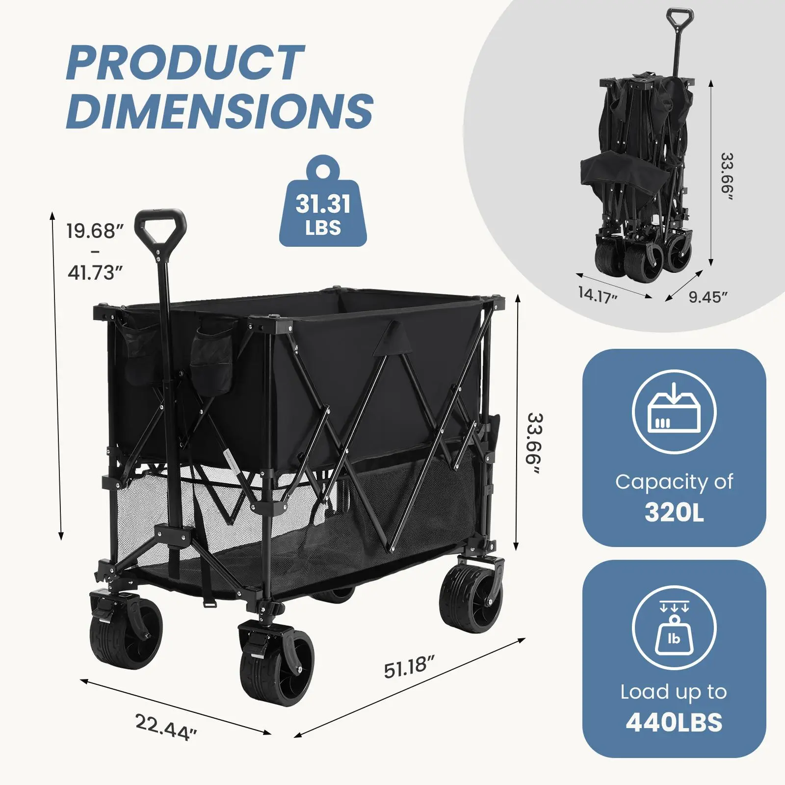 🎁 Reciclaje de líquidos con carrito 💨 Carrito plegable extralargo de alta resistencia (capacidad de carga de 200 kg), remolque portátil multifuncional con ruedas