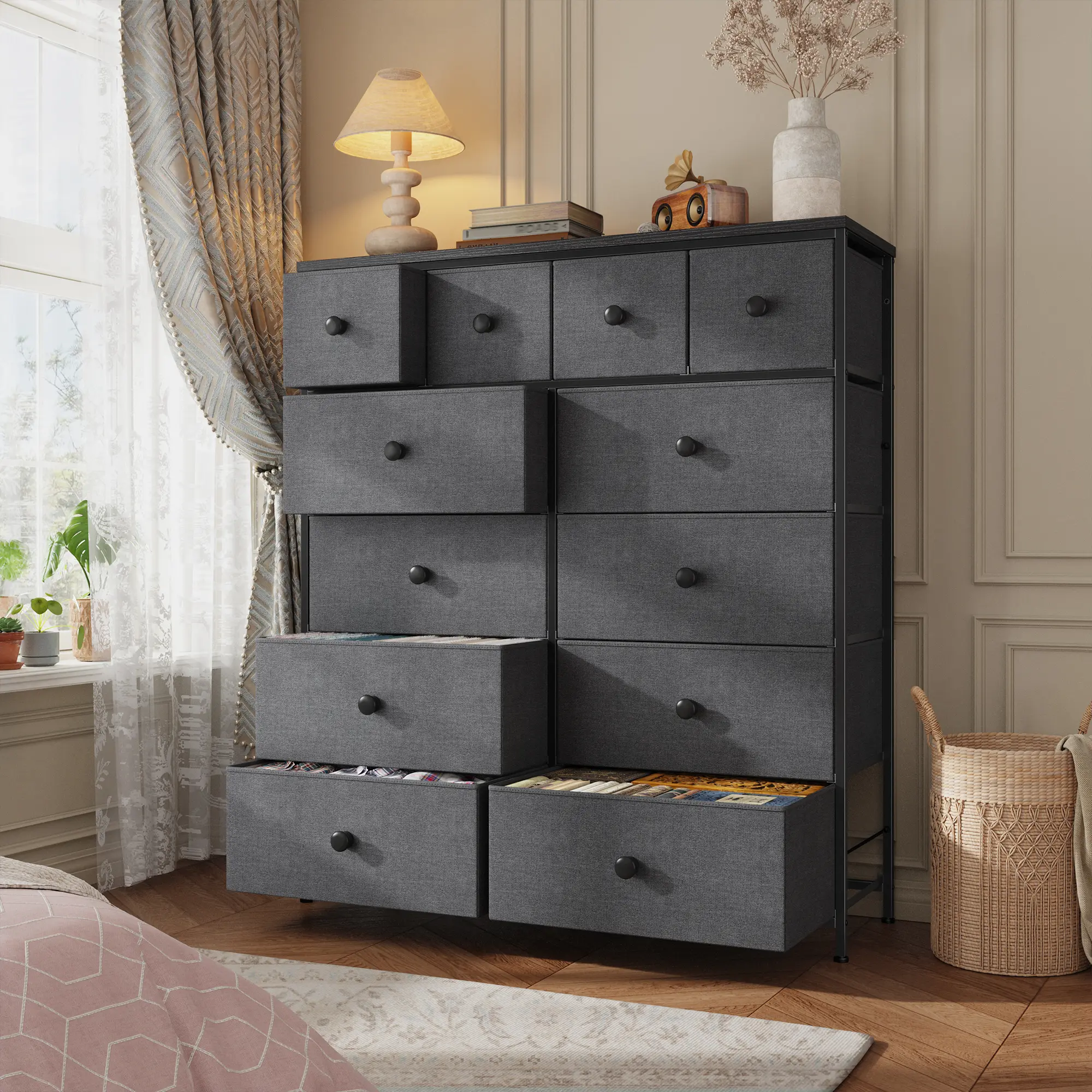 🎁 Rebajas de liquidación 💨Tall Dresser with 16 Fabric Drawers - Modern Storage