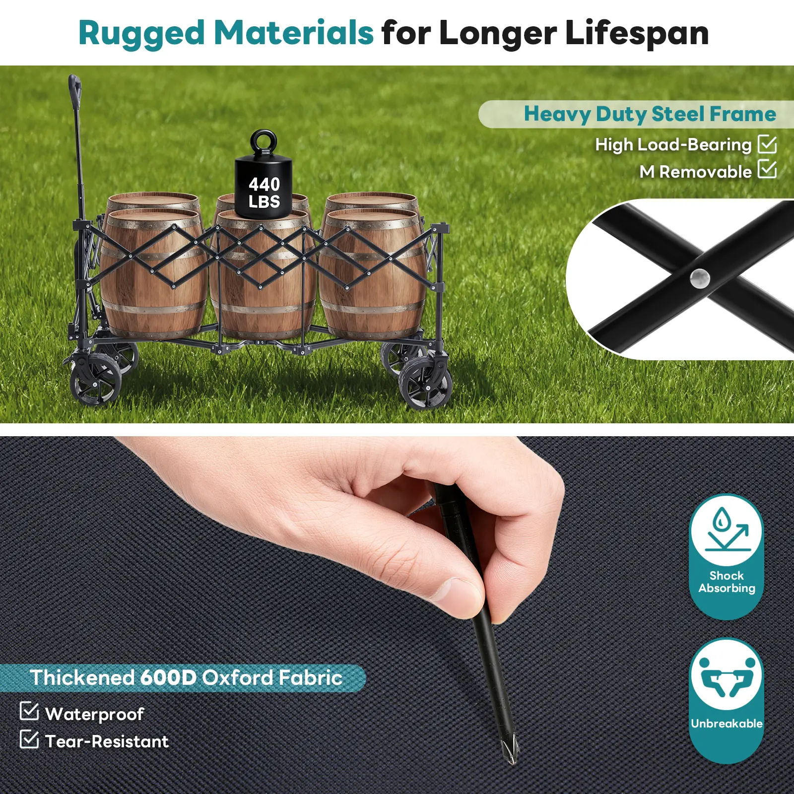 🎁 Reciclaje de líquidos con carrito 💨 Carrito plegable extralargo de alta resistencia (capacidad de carga de 200 kg), remolque portátil multifuncional con ruedas