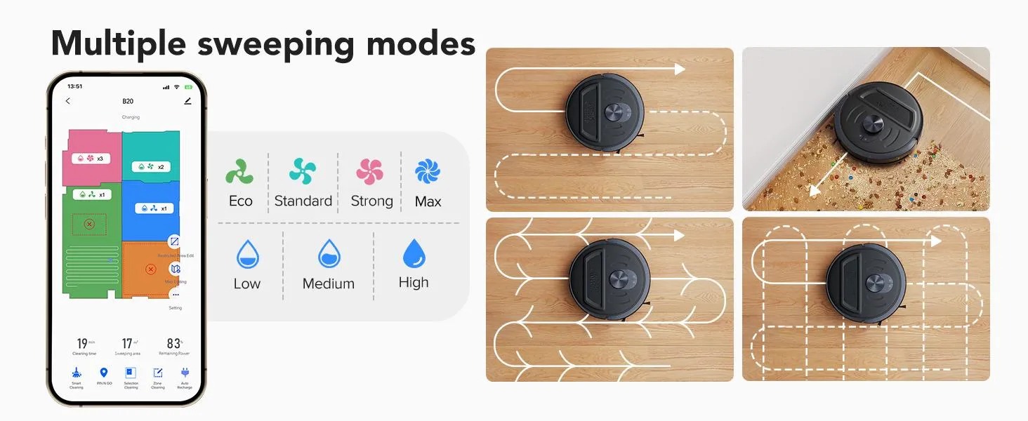 [HOT] BPMIO B20 2-in-1 Robot Vacuum & Mop Combo 5500Pa Suction LiDAR Navigation 120-Min Runtime Alexa WiFi App Compatible for Pet Hair Hard Floors summerwins,summerwins,dorm essentials,home essentials