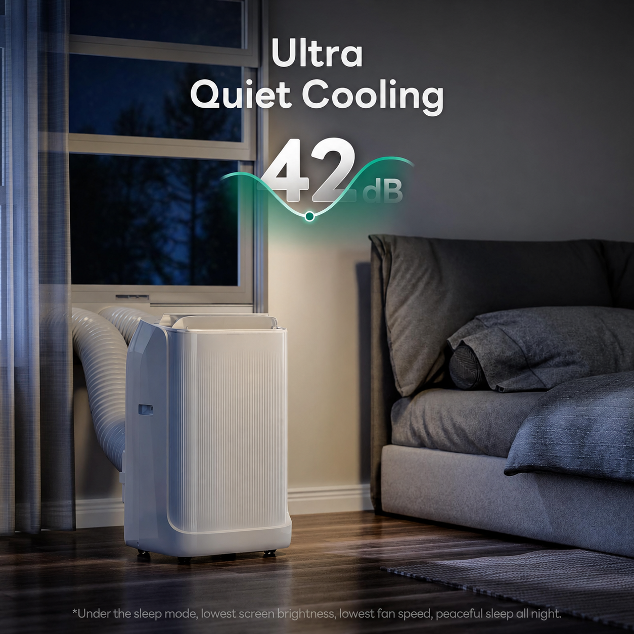 🔥Liquidación🔥 Aire acondicionado portátil de doble manguera y 14.000 BTU – Refrigeración inteligente con tecnología Inverter para habitaciones de hasta 500 pies cuadrados.