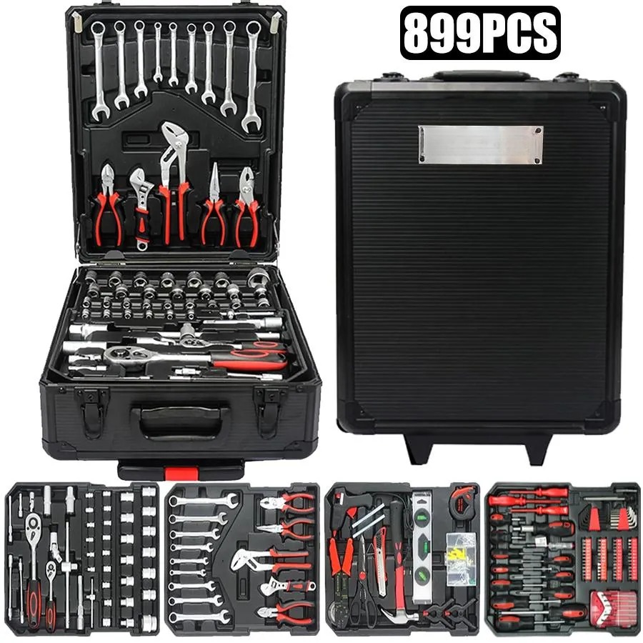 🎁 Oferta por tiempo limitado 💨 Juego de herramientas de metal portátil de 899 piezas con armario con ruedas